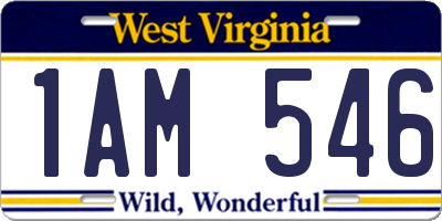 WV license plate 1AM546