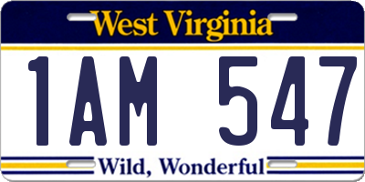 WV license plate 1AM547