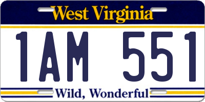 WV license plate 1AM551