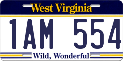 WV license plate 1AM554