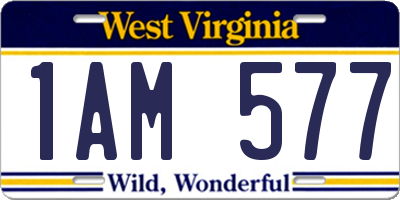 WV license plate 1AM577