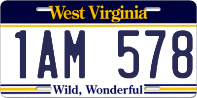 WV license plate 1AM578