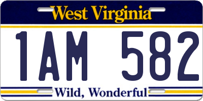 WV license plate 1AM582