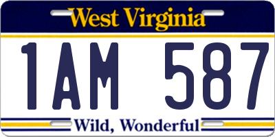 WV license plate 1AM587