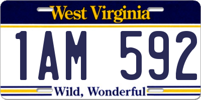 WV license plate 1AM592