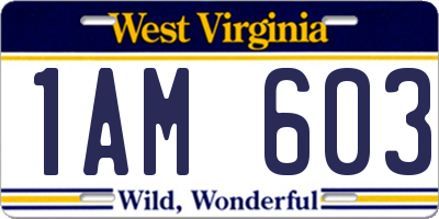 WV license plate 1AM603