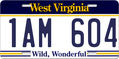 WV license plate 1AM604