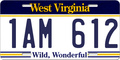 WV license plate 1AM612