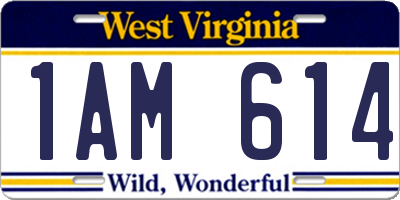 WV license plate 1AM614