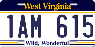 WV license plate 1AM615