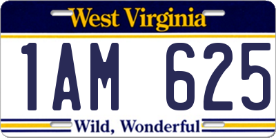 WV license plate 1AM625