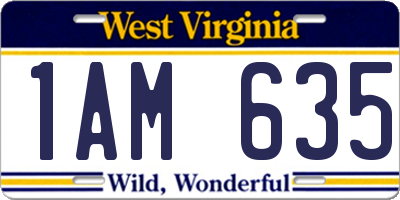 WV license plate 1AM635