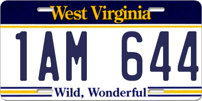 WV license plate 1AM644