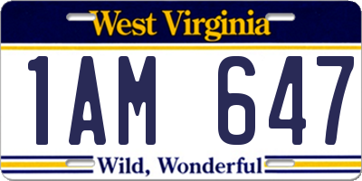 WV license plate 1AM647