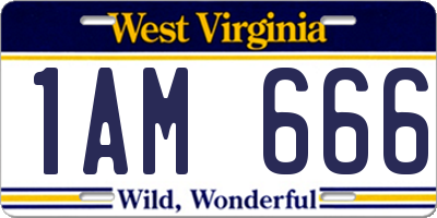WV license plate 1AM666