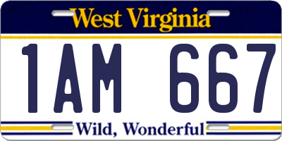 WV license plate 1AM667