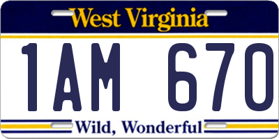 WV license plate 1AM670