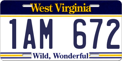 WV license plate 1AM672