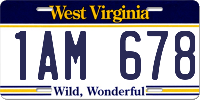 WV license plate 1AM678