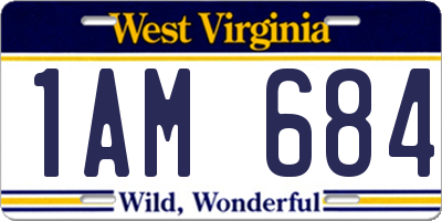 WV license plate 1AM684