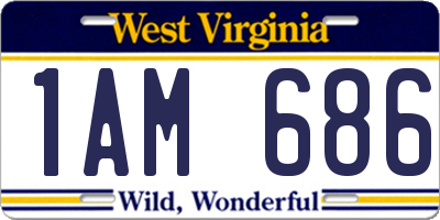 WV license plate 1AM686