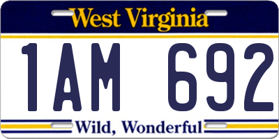 WV license plate 1AM692