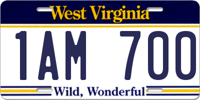 WV license plate 1AM700
