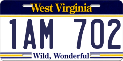 WV license plate 1AM702