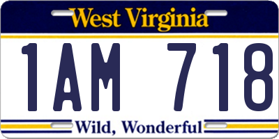 WV license plate 1AM718
