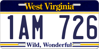 WV license plate 1AM726