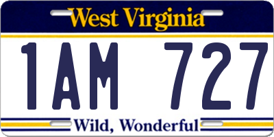 WV license plate 1AM727