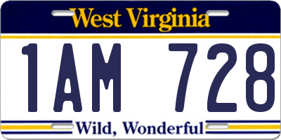 WV license plate 1AM728