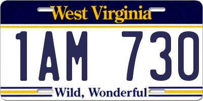 WV license plate 1AM730