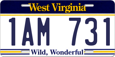 WV license plate 1AM731