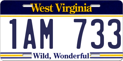 WV license plate 1AM733