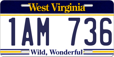 WV license plate 1AM736
