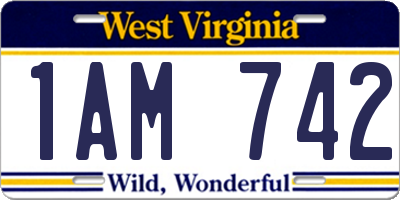 WV license plate 1AM742