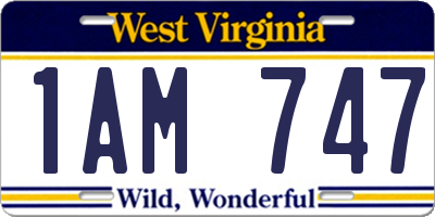 WV license plate 1AM747