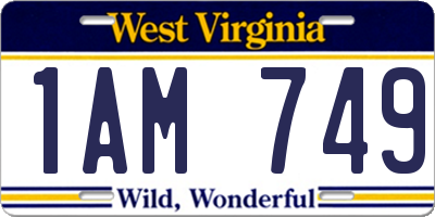 WV license plate 1AM749