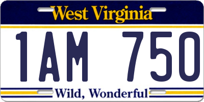 WV license plate 1AM750
