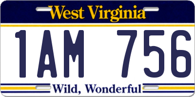 WV license plate 1AM756