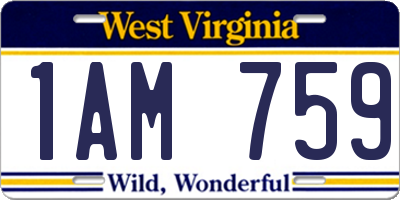 WV license plate 1AM759