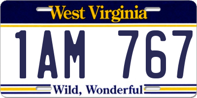 WV license plate 1AM767