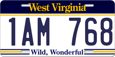 WV license plate 1AM768