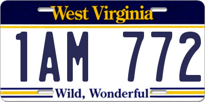 WV license plate 1AM772