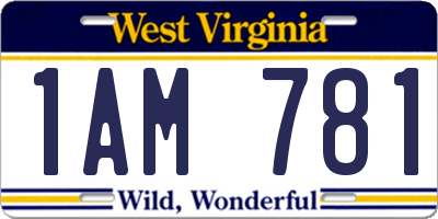 WV license plate 1AM781