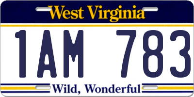 WV license plate 1AM783