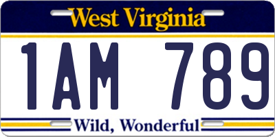 WV license plate 1AM789