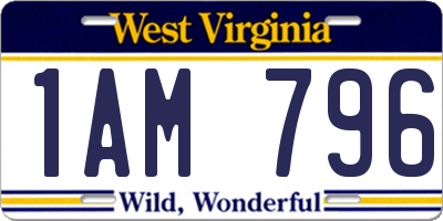 WV license plate 1AM796