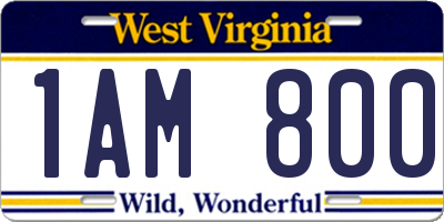 WV license plate 1AM800